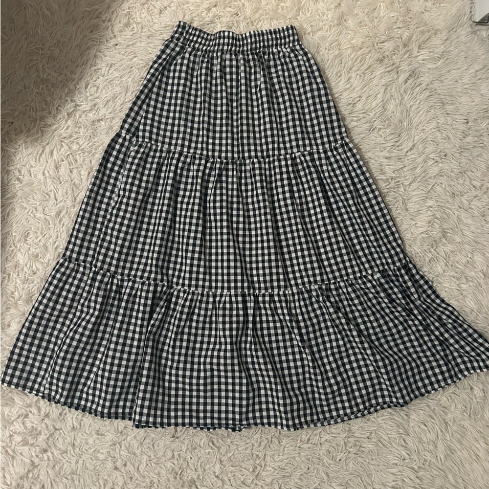 Black and White Gingham A-Lined Maxi Skirt